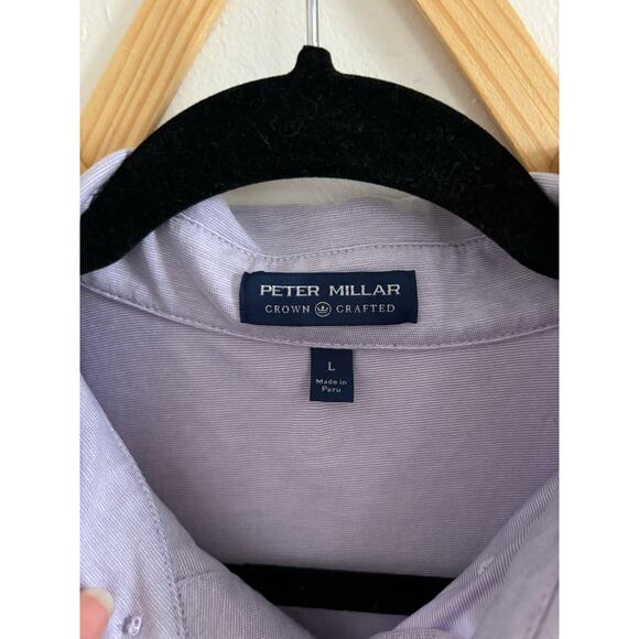 Peter Millar Polo Men Large Ace Cotton Blend Lilac Collared Short Sleeve Golf - Picture 4 of 9